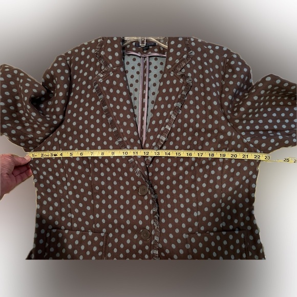 Boden Blazer, US Size 14, Brown with Turquoise Dots - Picture 6 of 6